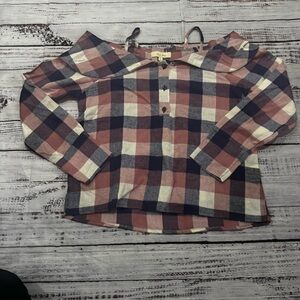 Plaid Off-Shoulder Top new by love notes size small